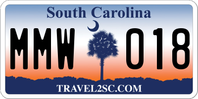 SC license plate MMW018