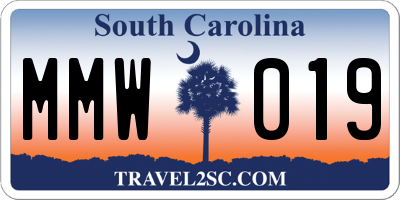 SC license plate MMW019