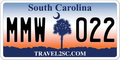 SC license plate MMW022