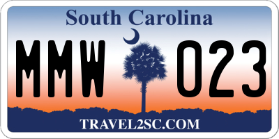 SC license plate MMW023