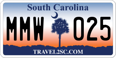 SC license plate MMW025