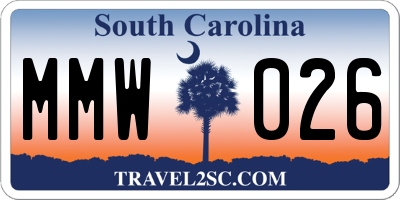 SC license plate MMW026