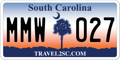 SC license plate MMW027