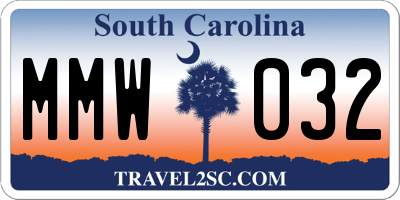 SC license plate MMW032