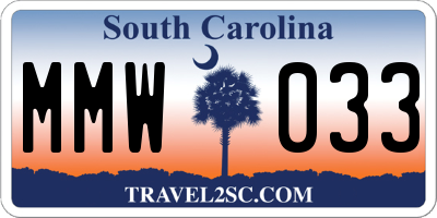 SC license plate MMW033