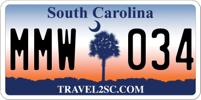 SC license plate MMW034