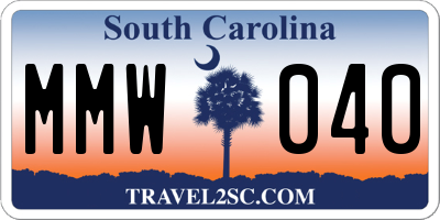 SC license plate MMW040