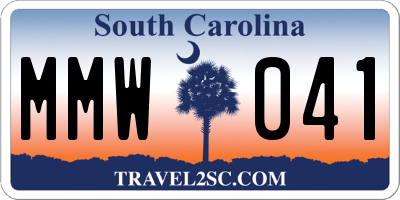 SC license plate MMW041