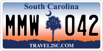 SC license plate MMW042