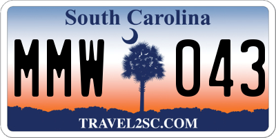 SC license plate MMW043