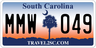 SC license plate MMW049
