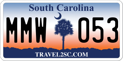 SC license plate MMW053