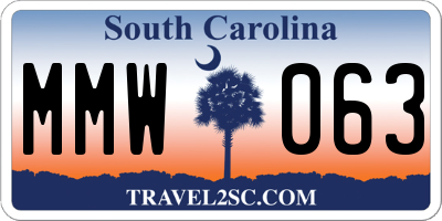 SC license plate MMW063