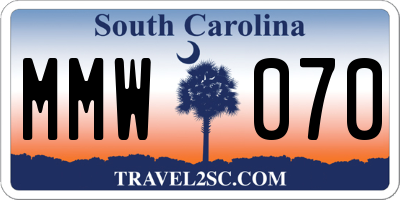 SC license plate MMW070