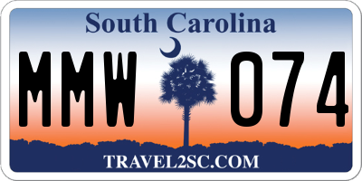 SC license plate MMW074