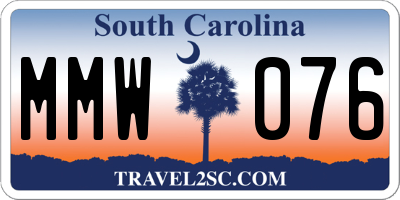SC license plate MMW076