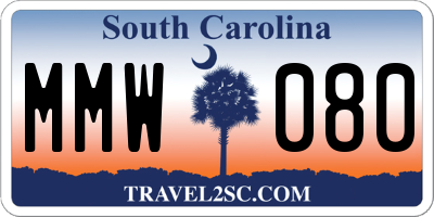 SC license plate MMW080