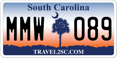 SC license plate MMW089