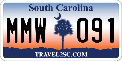 SC license plate MMW091