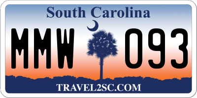 SC license plate MMW093