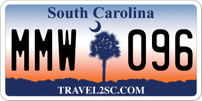 SC license plate MMW096