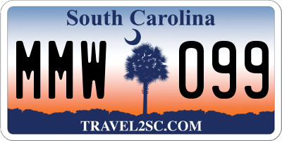 SC license plate MMW099