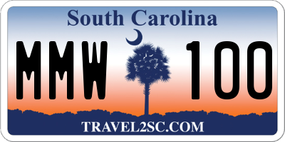 SC license plate MMW100