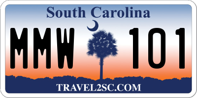 SC license plate MMW101