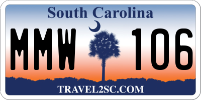 SC license plate MMW106