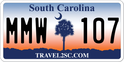 SC license plate MMW107