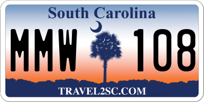 SC license plate MMW108