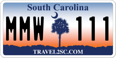 SC license plate MMW111