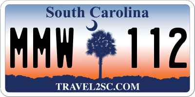SC license plate MMW112