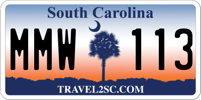 SC license plate MMW113