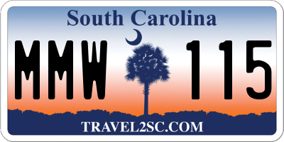 SC license plate MMW115