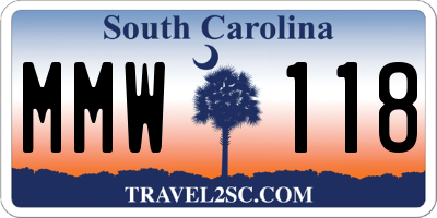 SC license plate MMW118