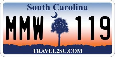 SC license plate MMW119