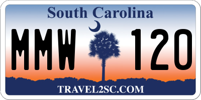 SC license plate MMW120