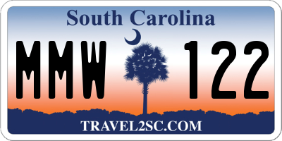 SC license plate MMW122