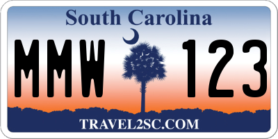 SC license plate MMW123