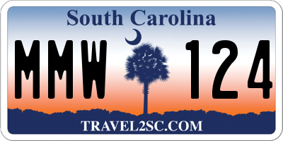 SC license plate MMW124