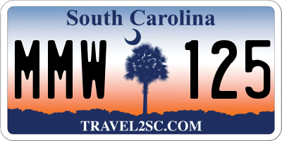 SC license plate MMW125