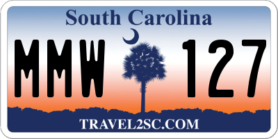 SC license plate MMW127