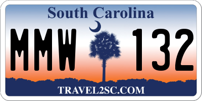 SC license plate MMW132