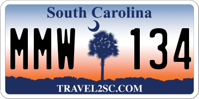 SC license plate MMW134