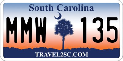 SC license plate MMW135