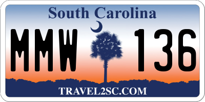 SC license plate MMW136