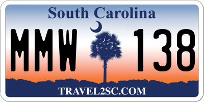 SC license plate MMW138