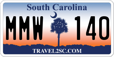 SC license plate MMW140