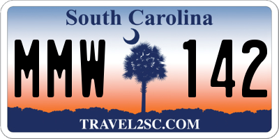 SC license plate MMW142